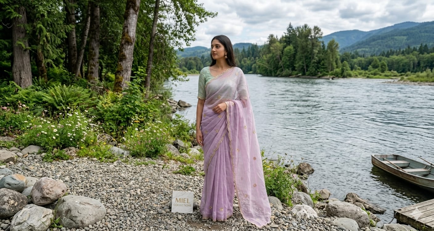 EMBROIDERED ART SILK SAREE